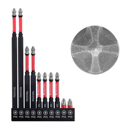 ColumPRO 2025 10PCS Diamond Grit Anti-Slip PH2 Screwdriver Bit Set –Strong Magnetic Bits,Diamond Grit Bit Head for Stainless Steel Screws, 25/65/100/150mm, HRC65
