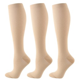 HYCOPROT Compression Socks for Women & Men Circulation (3 Pairs) 15-20 mmHg for Athletics Running Nurses Pregnancy Travel