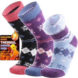 Welwoos Heated Thermal Socks for Women & Men Warm Thick Winter Ski Boot Insulated Stocking Stuffers Gift Socks 3 Pairs(Nordic,M)