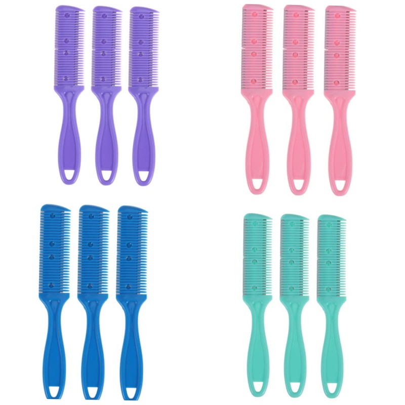 TOVINANNA 3pcs Hair Cutting Scissors Double-sided Razor Side Comb for