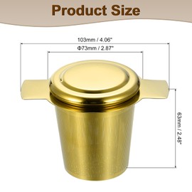 sourcing map 1 Pcs Tea Infuser Filter, Fine Mesh Loose Tea Steeper, Stainless Steel Tea Strainer with Handle for Brew Loose Leaf Tea, Gold