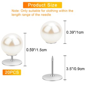 20 Sets 10mm Pearl Buttons No Sew Pearl Pins for Women, Reusable and Removable Pearl Buttons for Clothes, Decorative Button Pins, Brooch Fixed Pins