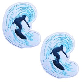 Kloriz 2 PCS Surfing Sport Patch Outdoor Adventure Surf Sea Wave Embroidered Iron On Sew On Patches Clothing Accessories DIY