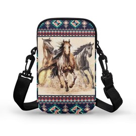 YECARYPOD Western Horse Cell Phone Purse for Women, Ladies Phone Bag Purse Wallet Crossbody Bag Lightweight Roomy Pockets Smartphone Sports Armband Bag