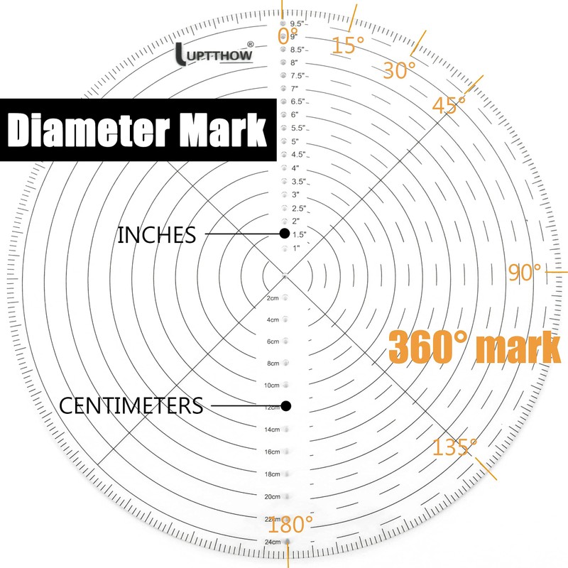 UPTTHOW 10" Round Center Finder Compass Clear Acrylic for Drawing