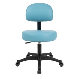 TAKE UR SEAT® Economical Multi-Purpose Medical Spa Chair Stool with Adjustable seat and Back Height. Advanced Fabric seat Cover is Easy to Clean. Self-Braking Casters (Table Height Blue)