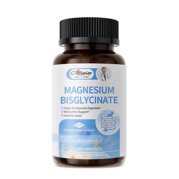 Magnesium Bisglycinate 100% Chelate, Maximum Absorbable Magnesium Glycinate Supplement for