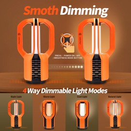 Gatherway Rechargeable LED Camping Lantern, 4 Light Modes, Outdoor Portable Camping Light, Dimmable Beside Table Lamp ,IP65 Waterproof Tent Lights,Upgraded Orange (4500mAh)