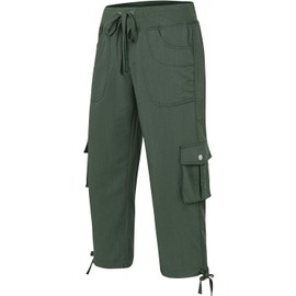 MoFiz Womens Hiking Cargo Shorts Dry Fit Stretch Athletic Shorts with Pockets Army Green