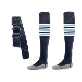 League Outfitters Richardson Baseball or Softball Belt/Sock Combo - Navy/Columbia Blue/White XL (Shoe Size 13-14)