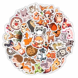 100Pcs Woodland Animal Stickers, Forest Animal Stickers for Water Bottle & Laptop - Woodland Animal Party Favors & Decorations, Nature and Wildlife Stickers