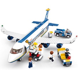 Buding Passenger Aeroplane with Worker and Truck, Aeroplane Compatible with Le,go - 463 Pieces