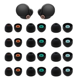 Rqker Eartips Compatible with Sony in-Ear Earbuds, 12 Pairs S/M/L Sizes Soft Silicone Tips, Compatible with MDREX15LP WF-C500 WF-C700N WF-1000XM4 WF-1000XM5 Linkbuds S INZONE Buds 12 Pairs Black