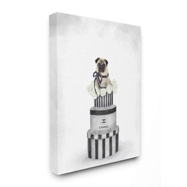Stupell Industries Fashion Box Stack Pet Dog Grey Painting, Design by Artist Ziwei Li Wall Art, 30 x 40, Canvas