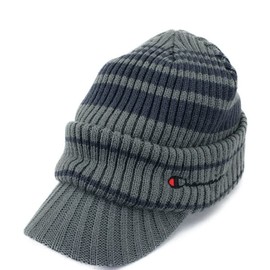 Champion Knit Cap, Men's, Women's, Knit Hat, Knit Casket, Knit with Brim, Unisex, Brand, Popular, Trend, Pair Look, Outdoors, Walking, Father's Day, Gift, Line knit (grey)