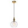 Helitemis 1-Light Brushed Brass Glass Pendant Light, Adjustable Height Modern