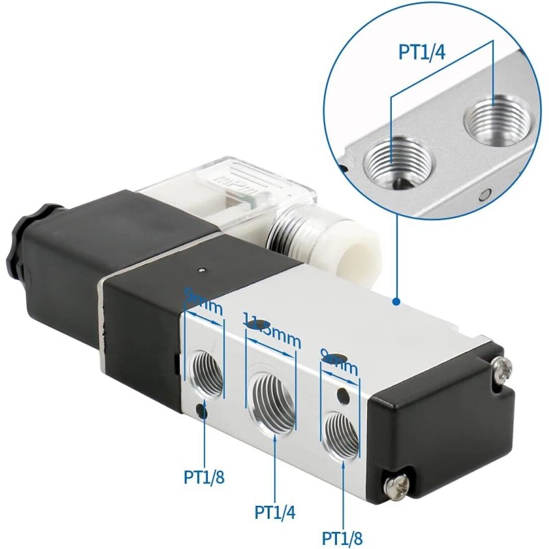 Baomain 12V 5 Way 4 Position Solenoid Valve With Base