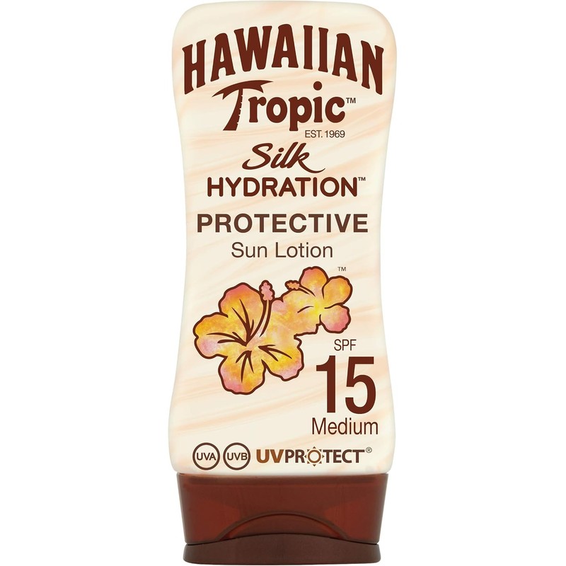 Hawaiian Tropic Silk Sun Loción SPF15 180ml – Hidratación ligera