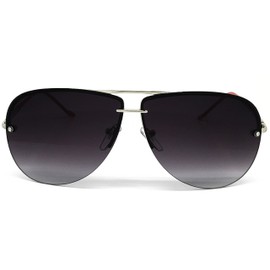 O2 Eyewear 506 Tint Lenz Teardrop Rimless Metal Frame Womens Mens Aviator Sunglasses (Rimless, BLACK/RED LEG)