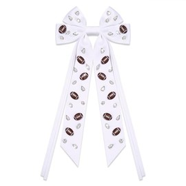 Football Hair Bows for Women Game Day Hair Bow Clips Big Red Black Blue Silky Satin Hair Ribbon Bows Barrettes Jeweled Football Cheer Bows Game Day Accessories Outfits Party Favors Gifts