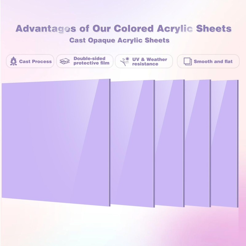 Adrattnay Purple Acrylic Sheets 1/8 Thick, 5Pcs 6 x 6in