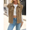 Cicy Bell Womens Lightweight Quilted Vests Cargo Button Down Cropped