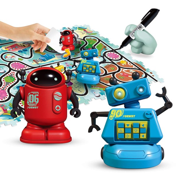 REMOKING Magic Inductive Robot Toys，Creative Track Puzzle Race Game，Learning and Educational Toys for Boys & Girls 3 Years and Up，Party and Birthday Gifts