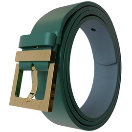 KMISSO Damen Gürtel Jeans Hosen Ledergürtel Echt Rind Leder Robust 30634 Grün 70 cm
