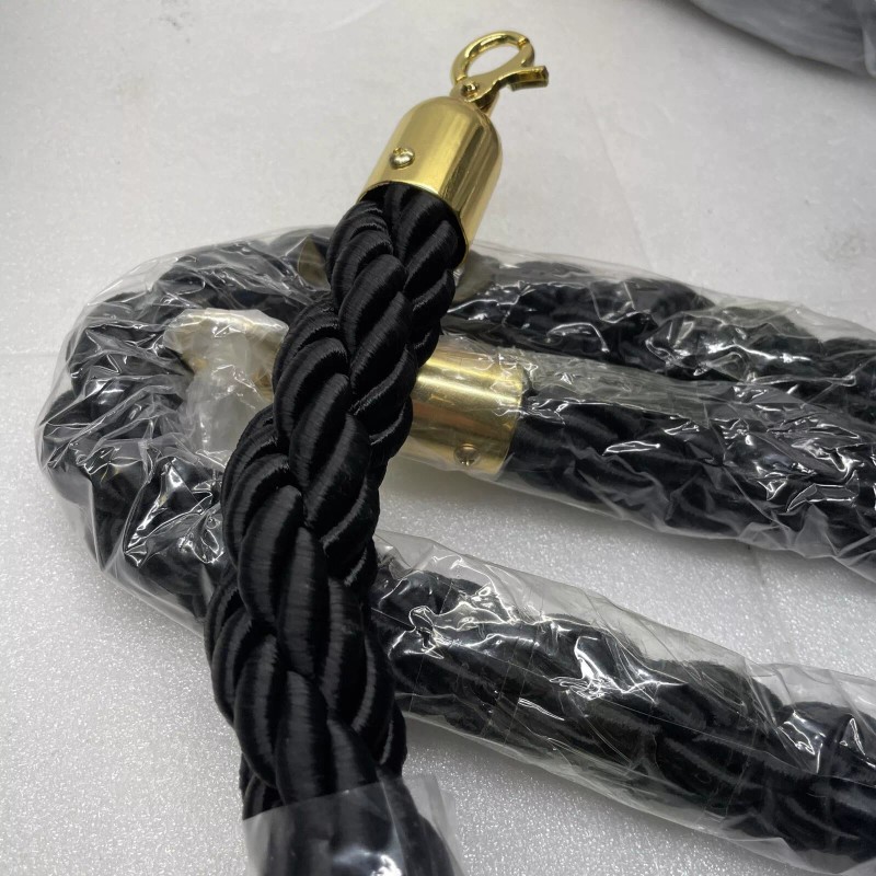 VIP Crowd Control Stanchion Black Braided Rope with 1.5" Diameter,