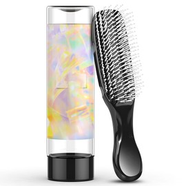 Hair Brush, Wet Dry Datangling Hair Brushes for Women Men with Frizzy Curly Thick Hair, Double Length Bristles for Deep Brush and Massage Scalp, Lightweight, Travel Hairbrushes (Black)