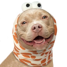 PUMYPOREITY Dog Ear Cover, Srtetchy Dog Noise Cancelling Ear Muffs, Dog Ear Protection, Cute Dog Bath Ear Covers, Dog Calming Hood, Dog Headband for Noise, Orange, L