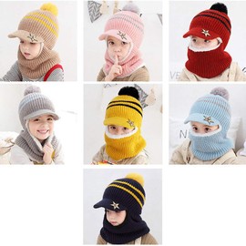 YONKINY Winter Hat Children's Boys Girls Warm Cute Knitted Hat Scarf Hat Slip-On Hat with Fleece Lining -