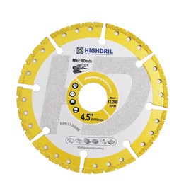 HIGHDRIL Diamond Metal Cutting Blade 4-1/2 inch/115mm Heavy Duty All-Purpose Cutting/Grinding for Rebar Sheet Metal Angle Iron Stainless Steel