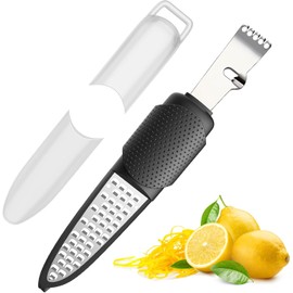 Pisol Zester, zester y rallador de limón cítrico, naranja, rallador de queso y rallador de verduras para lima, ajo, jengibre, chocolate, frutas, apto para lavaplatos