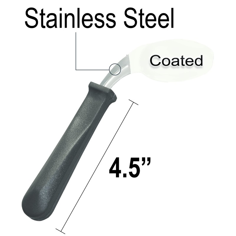 Rehabilitation Advantage Right Handed Grip Easy Coated Offset Spoon, Gray