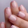 Glitter French Press on Nails Short Square QUNQINLI False Nails