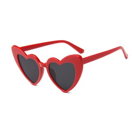 JUSLINK Heart Shaped Sunglasses for Women,Vintage Cat Eye Mod Style Retro Kurt Cobain Glasses (Red)
