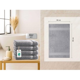 Class 4 Piece Terry Towelling Guest Towels Set of 4 Guest Towels 30 x 50 cm Terry Quality 500 g/m² 100% Cotton with Border Plain Silver