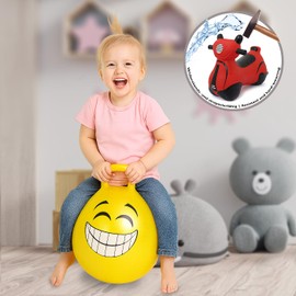 Jamara 460457 - Palla per saltare Smile giallo 450mm - Sviluppa equilibrio e capacitá motorie, Robusta, Resistente, Facile da riporre