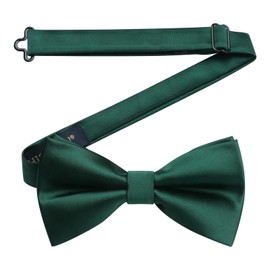 HISDERN Green Bow Ties for Men Bowties Pretied Emerald Green Solid Color Classic Satin Bow Tie Formal Business Tuxedo Adjustable Bowtie for Wedding Party Dark Forest Green