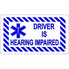 StickerTalk Driver Is Hearing Impaired Vinyl Sticker, 3.5 inches by 2 inches