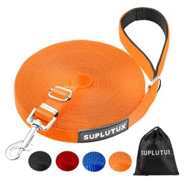 Training Lead for Dogs 15m/50ft Adjustable Long Line Dog Lead for Puppy Medium Large Dogs with Padded Handle & Storage Bag (Orange)