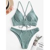 ZAFUL Two Piece Bikini Set, Sunflower Pattern Women Print Push-Up