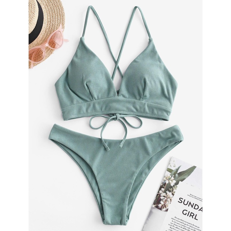 ZAFUL Two Piece Bikini Set, Sunflower Pattern Women Print Push-Up