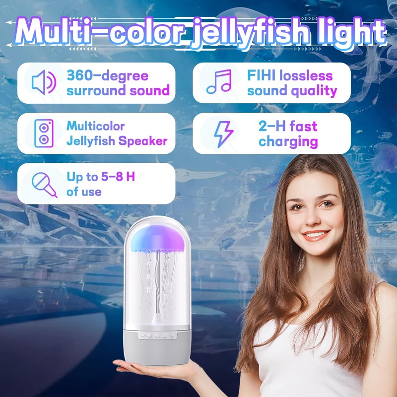 Jellyfish Lamp Bluetooth Speaker - Color Changing LED Night Light