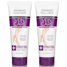Advanced Clinicals Vein Care- Eliminate The Appearance of Varicose Veins. Spider Veins. Guaranteed Results! (Two - 8oz)