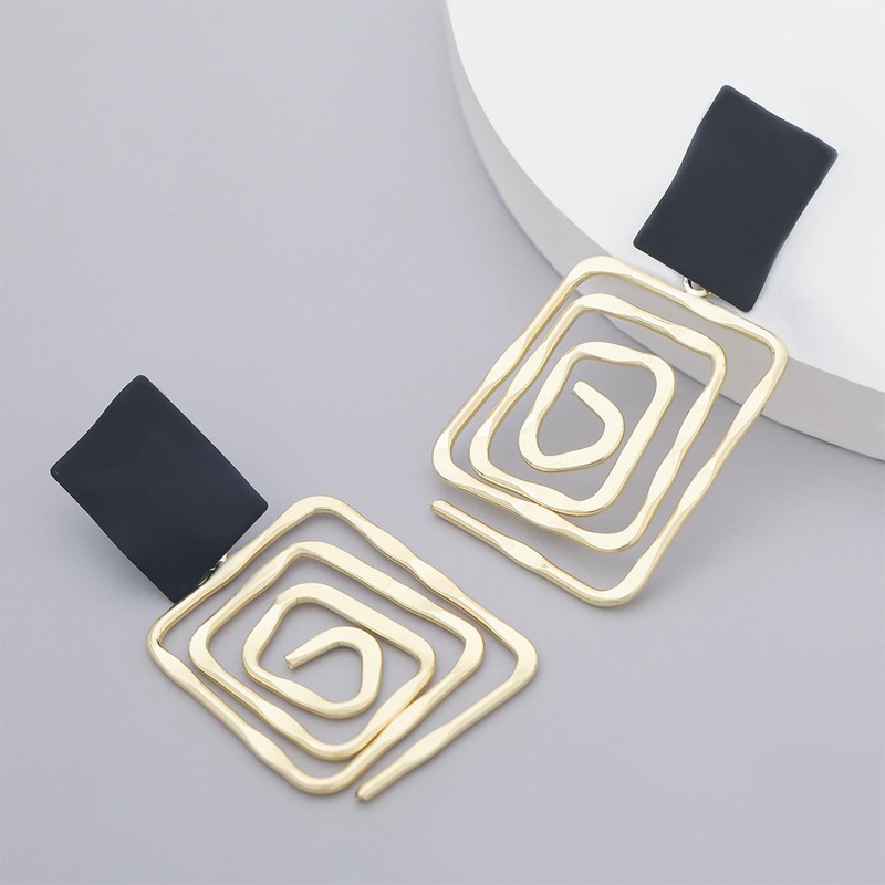 CYV Geometric Square Swirl Wire Spiral Drop Dangle Earrings For