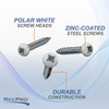 RecPro 8x1 Pan Head Metal RV Screws | Polar White