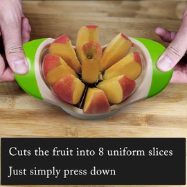 Beylos Easy Grip Apple Corer Slicer-Divider-Cutter-Wedger, Ergonomic Rubber Grip Handle, 8-Blades(Green)