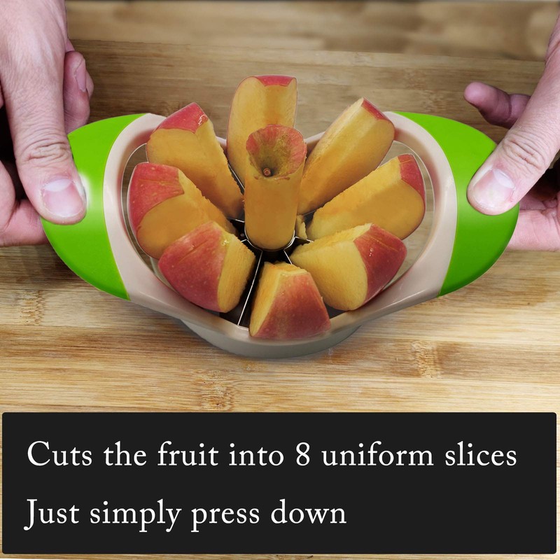 Beylos Easy Grip Apple Corer Slicer-Divider-Cutter-Wedger, Ergonomic Rubber Grip Handle,